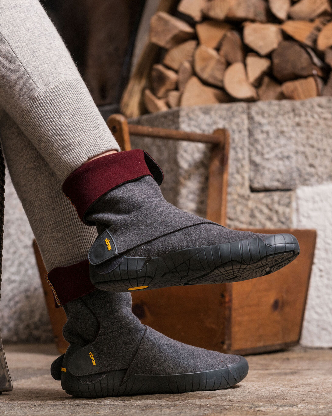 Bottes Vibram Furoshiki Mid Boot Pour Homme, En Toile Grise - Taille Medium